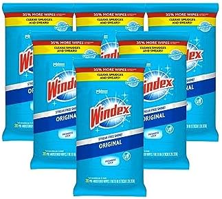 Windex Glass and Window Cleaner Wipes, Portable Cleaning by Windex