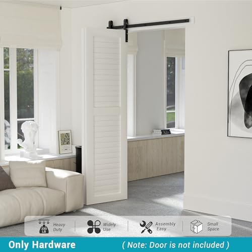 60" Bi-Folding Sliding Barn Door Hardware Track Kit, Smoothly&Quietly, Side - Image 6