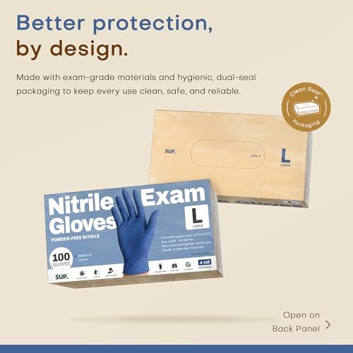 Supmedic SUP Exam Plus® Nitrile Gloves, Powder-Free Disposable Med Blue - Image 5