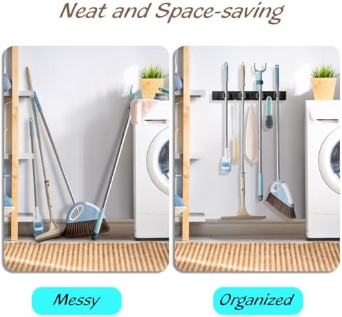 OUTNILI 2 Pack Black Mop Broom Holder Wall Mount - Image 5