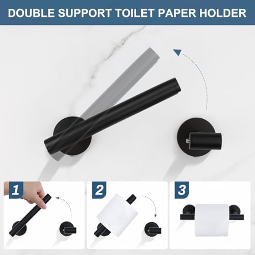 5 Pieces Matte Black Bathroom Hardware Accessories Set, Bathroom 23.6 Inch - Image 3