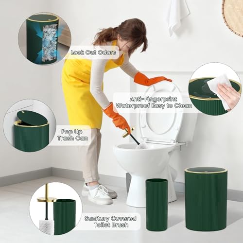 Dark Green Bathroom Accessories Set - Image 4