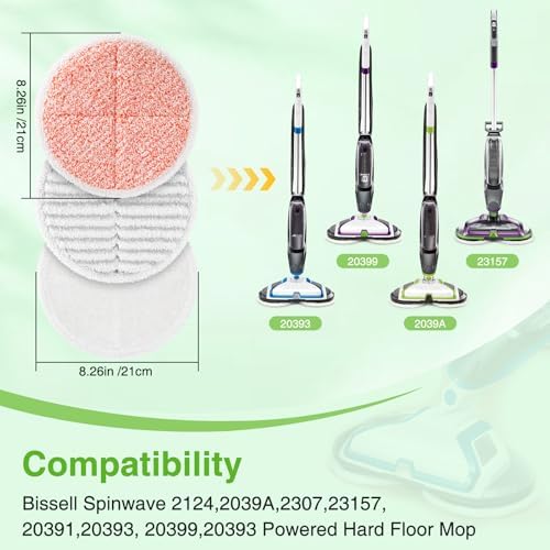 12 Pack Mop Pads Replacement for Bissell Spinwave 2124 Hard Floor Spin Mop - Image 2