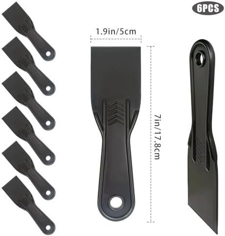6 Pack Plastic Putty Knife Set, Drywall Repair, Plastering, Wallpaper Removal - Image 4