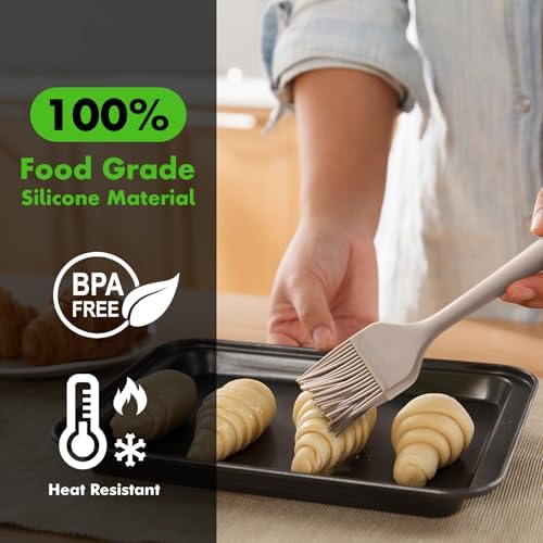 HOTEC 600°F Heat Resistant Silicone Basting &Pastry Brushes, Khaki 2 - Image 3