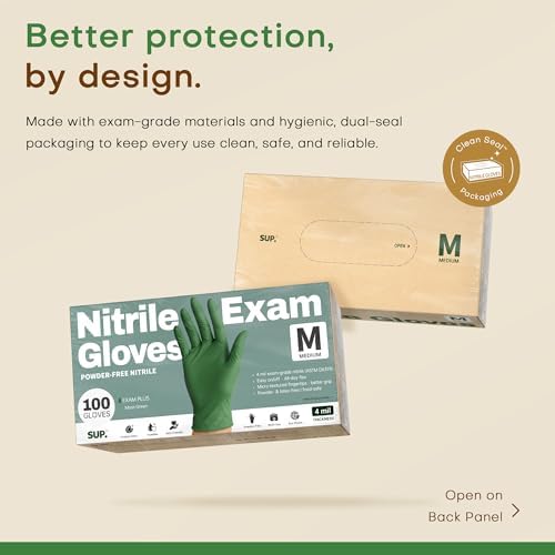 Nitrile+ SUP Exam Plus Gloves, Powder-Free Disposable Moss Green - Image 5