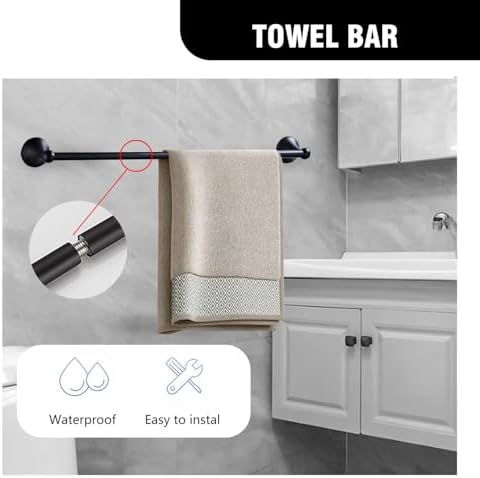 Classic Bathroom Hardware Accessory 4-piece Set, Matt Black - Image 3
