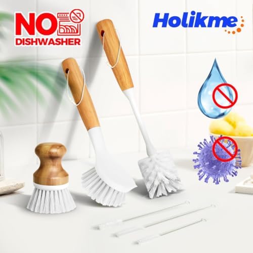 Holikme 6 Pack Dish Brush with Bottle Brush Scrub Brush Straw - Image 5