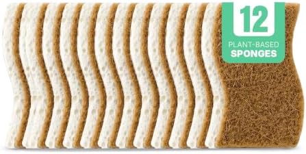 Organic Origin Plant Based Kitchen Sponges 12 Pack, Plant Based Sponges by OrganicOrigin