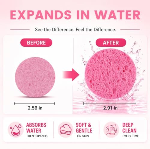 100-Count Compressed Facial Sponges, Natural Cellulose - Image 3