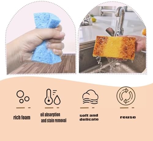12 Pack Cellulose Kitchen Sponge, Non-Scratch Natural Clean Sponge - Image 5