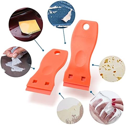 FOSHIO 2PCS Orange Plastic Razor Blade Scraper Tool and 100PCS Orange Plastic - Image 5
