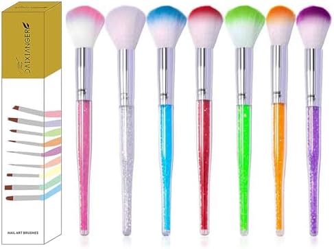 7PCS Fan Nail Dust Brush Set, Gradient Color Soft Bristle Nail Duster Brushes by DAIXIANGER