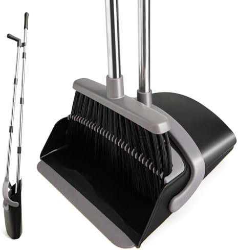 Broom and Dust Pan Combo Set, 51.2" Long Handle by XXFLOWER