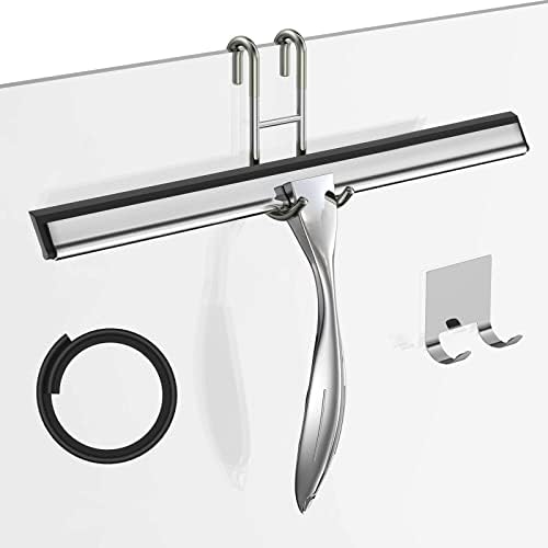 14-Inches Stainless Steel Shower Squeegee Set, Include Shower Door Hook by SSTOOHL