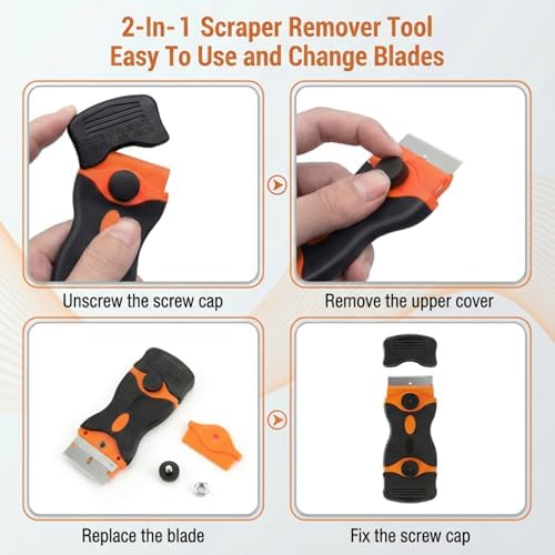 Mister Rui 2Pack Dual-Head Scraper, 50 Blades, Screw-On Safe - Image 2