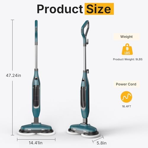NEWBULIG Scrubbing Steam Mop, Spin Steam Mops - Image 2