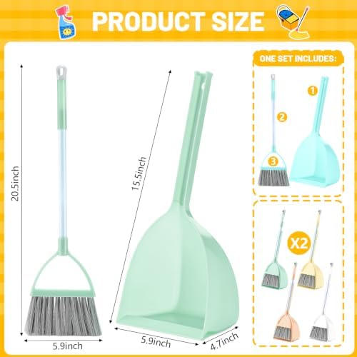 8 Set Mini Broom with Dustpan Bulk - Image 2