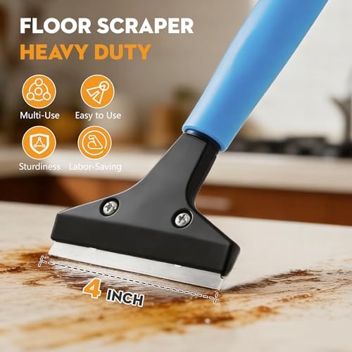 4-Inch Razor Blade Floor Scraper, Long Handle Heavy Duty 37-51.5 Inch - Image 2