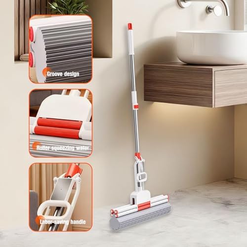 15" PVA Sponge Mop – Roller Wring, Stainless Handle w/ Refill - Image 6