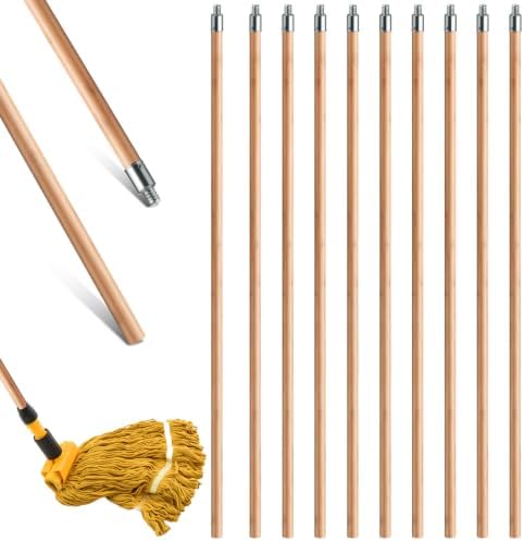 Barydat 10 Pack 60 Inch Lacquered Wood Broom Handle Bulk by home