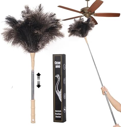 Extendable Ostrich Feather Duster, Natural Ostrich Feathers Long Handle Duster by Unknown