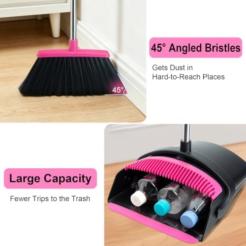 Broom and Dustpan Set, Long Handle Lightweight Dustpans - Image 3