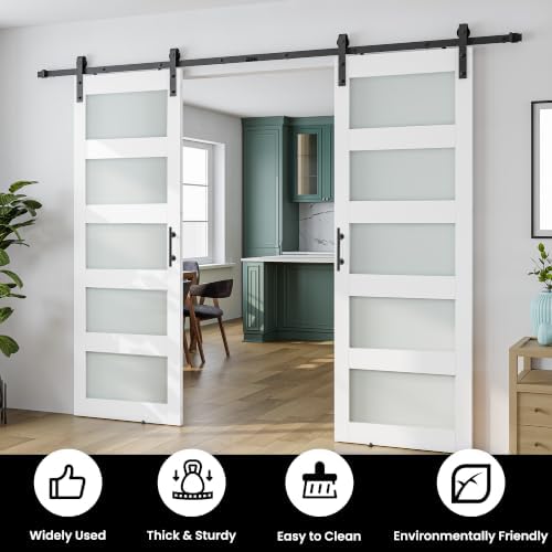 SMARTSTANDARD Double 32"×80" Glass Barn Door - Image 2