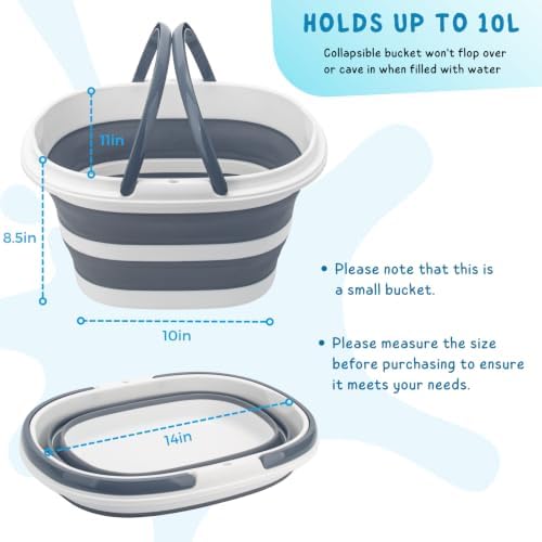 Collapsible Water Bucket with Handle, 10L Foldable Plastic Bucket - Image 4