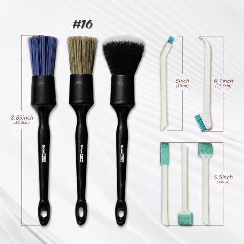 8PCS Car Detailing Brush Set, Mixed Bristles Soft Detail Brushes - Image 2