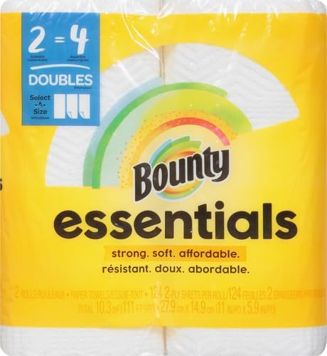 Bounty Essentials Select-A-Size Paper Towels, 2 Double Rolls = 4 Regular Rolls - Image 2