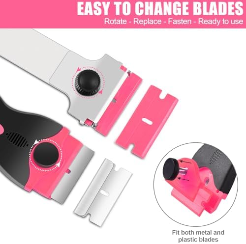 NECAMOCU 4 Pack Razor Blade Scraper, Includes 50 PCS Metal & Plastic Blades - Image 5