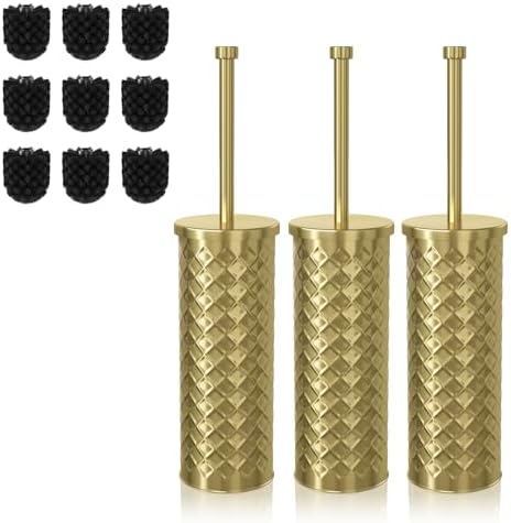 Toilet Bowl Brush and Holder Set 3 Pack by Bathway