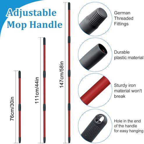 Spin Mop Handle, Mop Heads Replacements, Scrubber Brush and Mop Base Compatible - Image 4