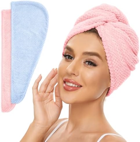 SimpleField 2 Pack Microfiber Hair Towel Wrap by SimpleField