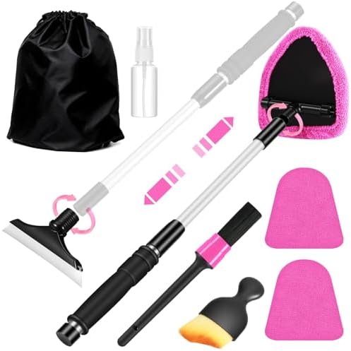 Pink Windshield Cleaner Tool, Car Interior Cleaning Kit by Vioview