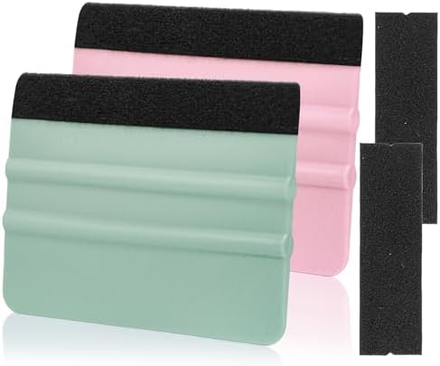 AMZDEPOT 2 Pcs Felt Edge Squeegee 4 Inch Teal and Pink by AMZDEPOT