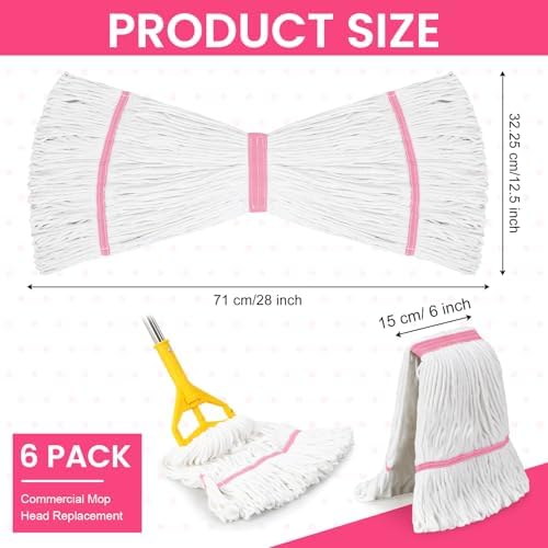 Eccliy 6 Pack Mop Heads Replacement 18 Oz Loop End - Image 2
