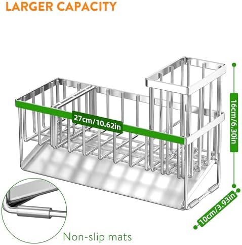Cisily Extra Large Silver Kitchen Sink Caddy Organzier - Image 3