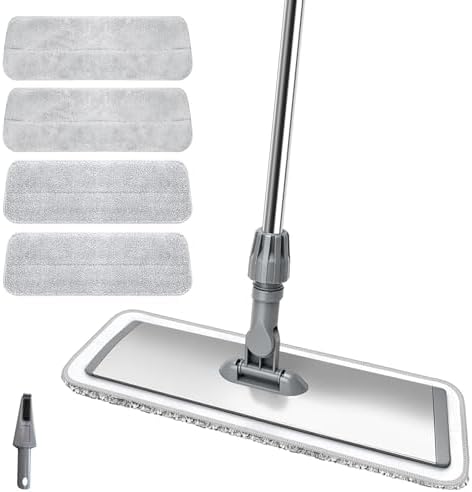 Microfiber Mop, 360° Rotating Flat Floor Cleaner 4 Pads by BAISHUN