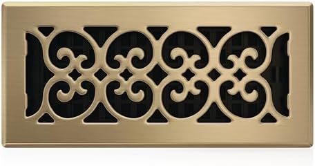 Decor Grates SPH410-A Scroll Design Floor Register, Antique Brass Finish by DecorGrates