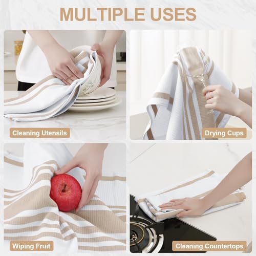 Homaxy Premium Cotton Stripe Kitchen Towels 6 Pack - Image 4