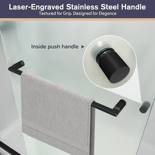 49"-54" W x 70" H Double Sliding Frosted Shower Door Matte Black - Image 3