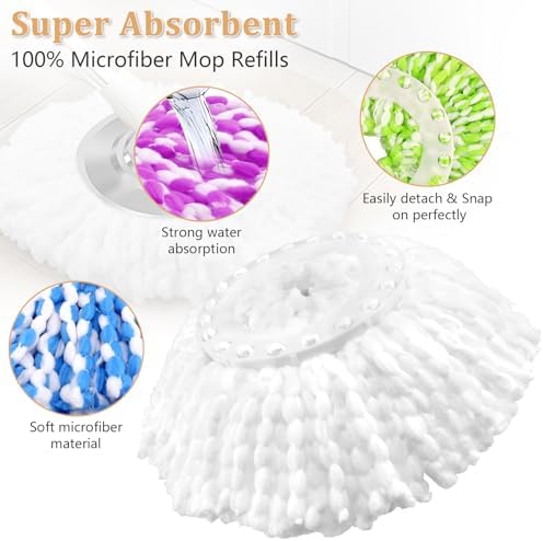 NICEMOVIC 5 Pack Spin Mop Replacement Head - Image 2