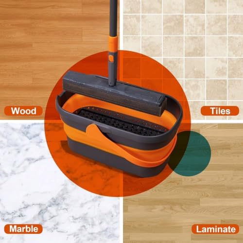 Hands-Free Sponge Mop with Collapsible Wring Bucket, Adjustable Lightweight - Image 4