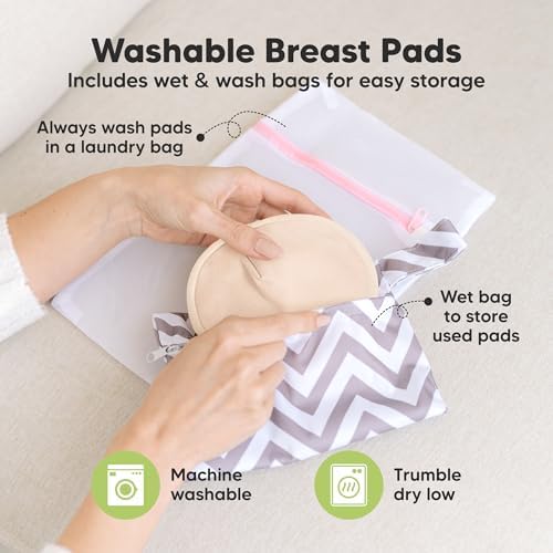 Organic Nursing Pads, 14 Washable Breast Pads, Wash Bag - Image 4