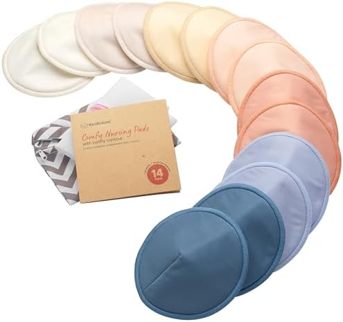 Organic Nursing Pads, 14 Washable Breast Pads, Wash Bag by KeaBabies