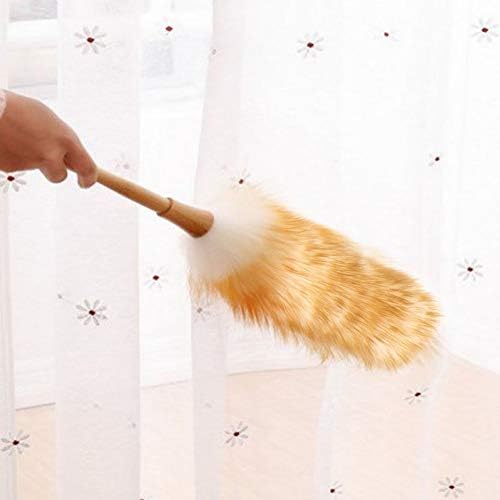 Lambswool Duster Soft Wool Dust Cleaner Wooden Handle Reusable Easy to Clean - Image 2