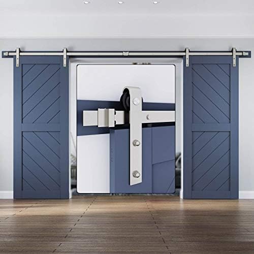 EaseLife 12 FT Brushed Nickel Double Sliding Barn Door Hardware Track Kit by EaseLife