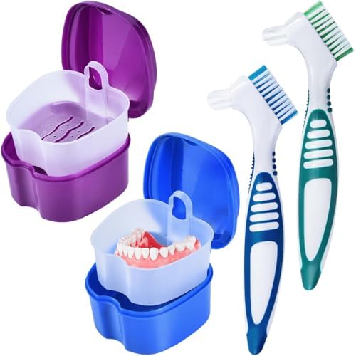 KISEER 2 Pack Denture Bath Case Cup Box Holder Storage Container by KISEER
